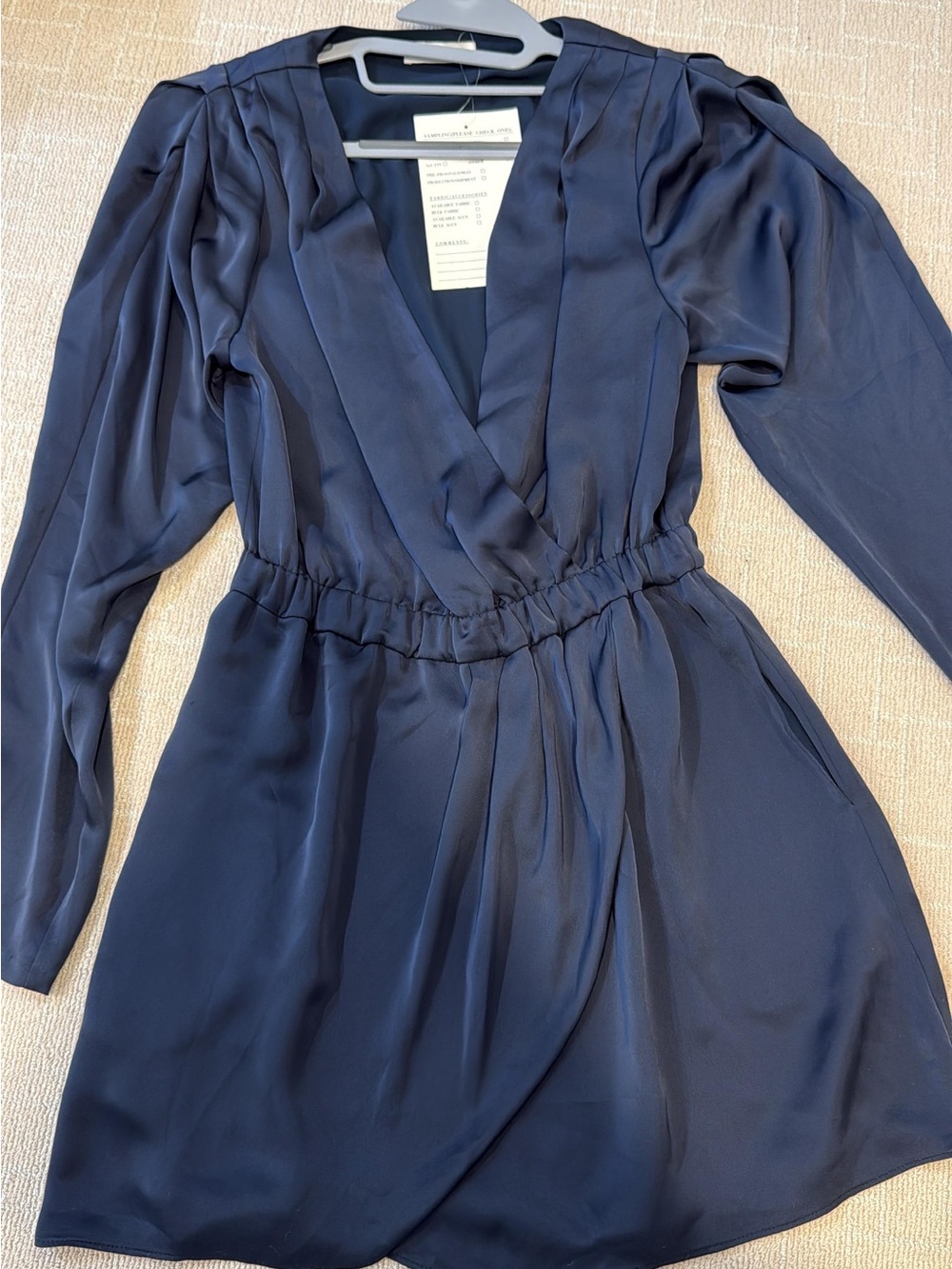 Ramy Brook SAMPLE Women's Navy V-Neck Long Sleeve Dress